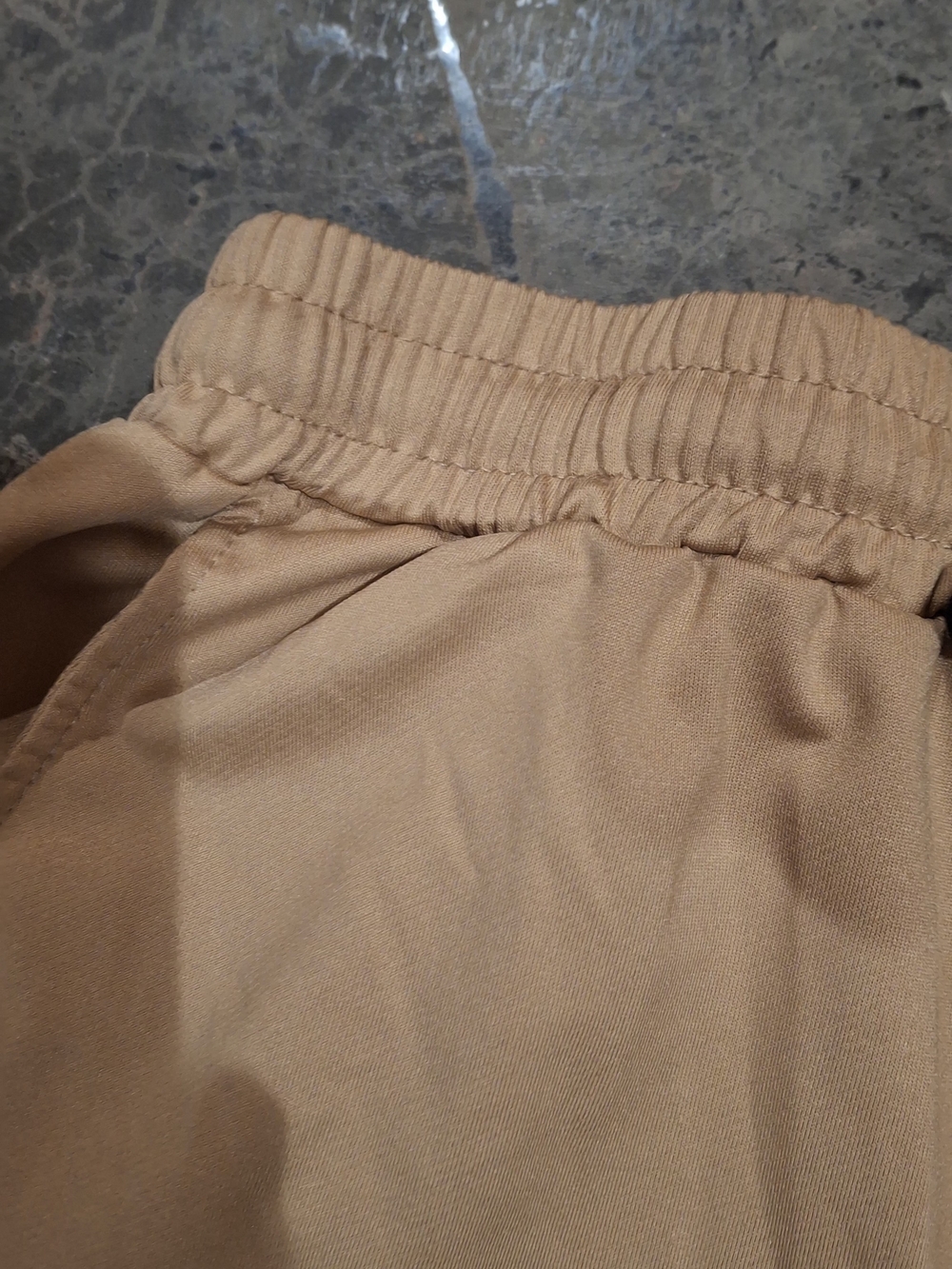 Women's Beige Elastic-Waist Athletic Shorts with Drawstring - Picture 3 of 9